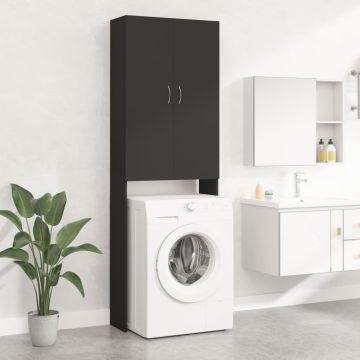 Mobile per Lavatrice Nero 64x25,5x190 cm