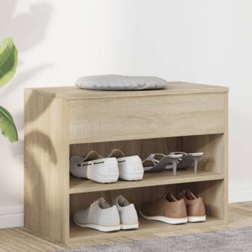 Panca Porta Scarpe Rovere Sonoma 60x30x45 cm Legno Multistrato