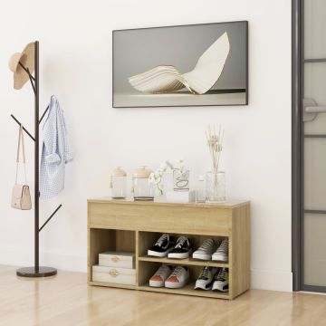 Panca Porta Scarpe Rovere Sonoma 80x30x45 cm Legno Multistrato