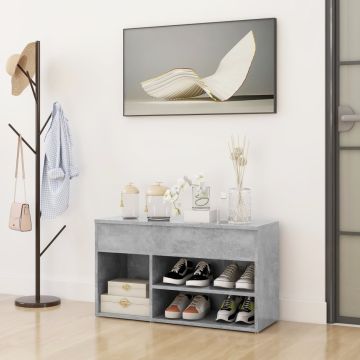 Panca Porta Scarpe Grigio Cemento 80x30x45 cm Legno Multistrato