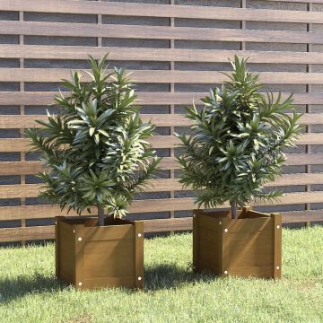 Fioriere 2 pz Ambra 31x31x31 cm in Legno Massello di Pino