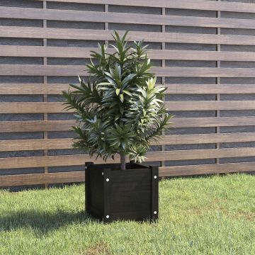 Fioriera da Giardino Nera 31x31x31 cm Legno Massello di Pino