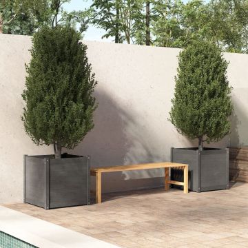 Fioriere da Giardino 2 pz Grigie 60x60x60 cm in Legno di Pino