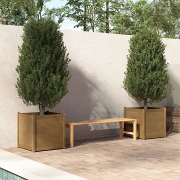 Fioriere 2 pz Ambra 60x60x60 cm in Legno Massello di Pino