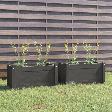 Fioriere da Giardino 2 pz Grigie 60x31x31cm in Massello di Pino