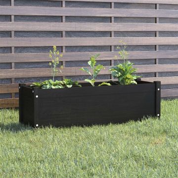 Fioriera da Giardino Nera 100x31x31 cm Legno Massello di Pino