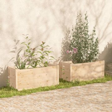 Fioriere da Giardino 2 pz 100x50x50cm in Legno Massello di Pino