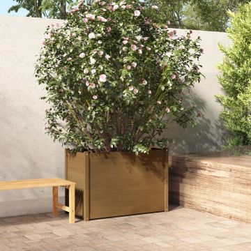 Fioriera Giardino Marrone Ambra 100x50x70cm Legno Massello Pino