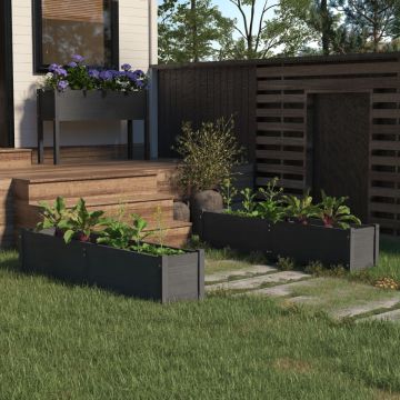 Letti Rialzati da Giardino 2 pz Grigi 150x31x31cm Legno di Pino