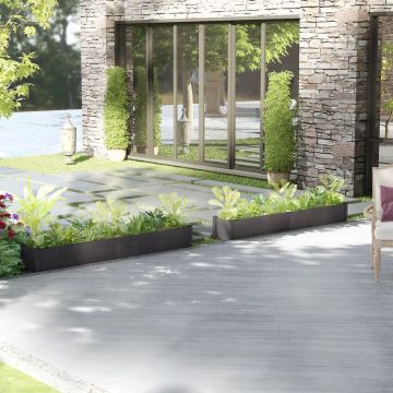 Fioriere da Giardino 2 pz Grigie 200x31x31 cm Massello di Pino