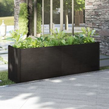 Fioriera da Giardino Nera 200x50x70cm in Legno Massello di Pino
