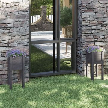 Fioriere da Giardino 2 pz Grigie 31x31x70 cm in Legno di Pino