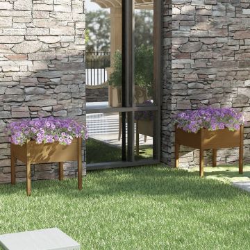 Fioriere 2 pz Ambra 70x70x70 cm in Legno Massello di Pino