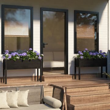 Fioriere da Giardino 2 pz Nere 110x31x70 cm in Legno di Pino