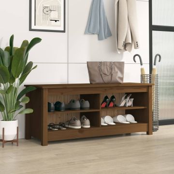 Scarpiera Ambrata 110x38x45,5 cm in Legno Massello di Pino