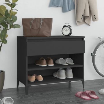 Scarpiera Nera 70x36x60 cm in Legno Multistrato