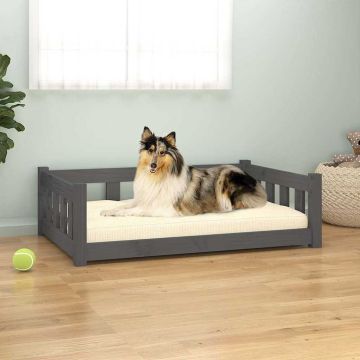 Cuccia per Cani Grigia 95,5x65,5x28 cm Legno Massello di Pino