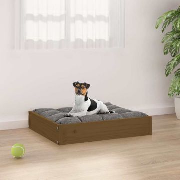 Cuccia per Cani Ambrata 51,5x44x9 cm in Legno Massello di Pino
