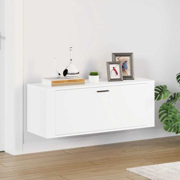 Scarpiera a Muro Bianca 100x35x38 cm in Legno Multistrato