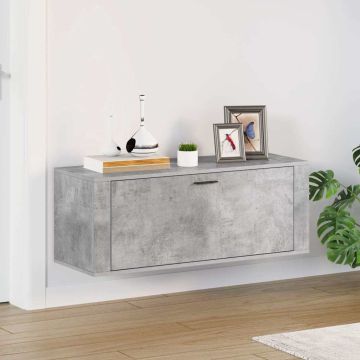 Scarpiera a Muro Grigio Cemento100x35x38cm in Legno Multistrato