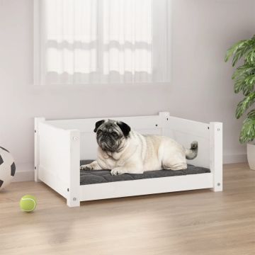 Letto per cani bianco 65,5x50,5x28 cm in legno di pino massiccio