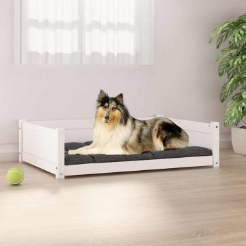 Cuccia per Cani Bianca 95,5x65,5x28cm in Legno Massello di Pino