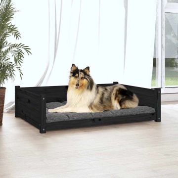 Cuccia per Cani Nera 95,5x65,5x28cm in Legno Massello di Pino