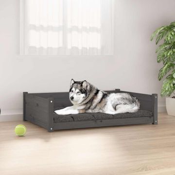 Cuccia per Cani Grigia 105,5x75,5x28 cm Legno Massello di Pino