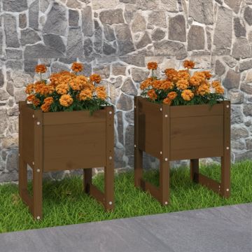 Fioriere 2 pz Ambra 40x40x52,5 cm in Legno Massello di Pino