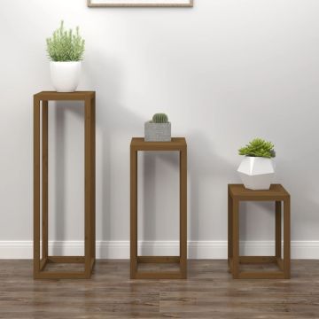 Set Supporti per Piante 3 pz Ambra in Legno Massello di Pino