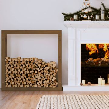  Portalegna Marrone Ambra 100x25x100cm Legno Massello di Pino