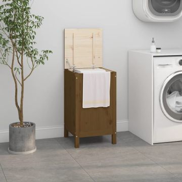 Contenitore per Bucato Ambra 44x44x76 cm Legno Massello Pino