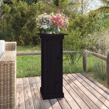 Portafiori Nero 40x40x90 cm in Legno Massello di Pino
