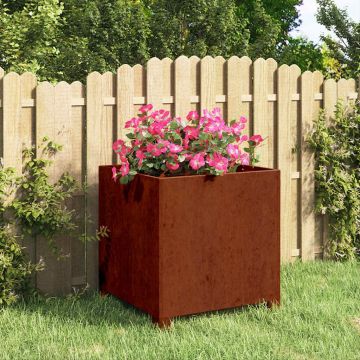 Fioriera con Gambe Ruggine 40x40x40 cm Acciaio Corten