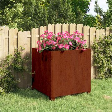 Fioriera con Gambe Ruggine 50x50x50 cm Acciaio Corten