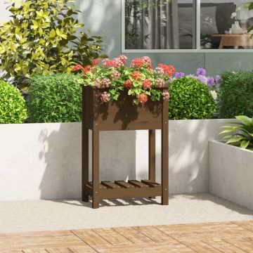 Fioriera con Mensola Ambra 54x34,5x81cm Legno Massello di Pino