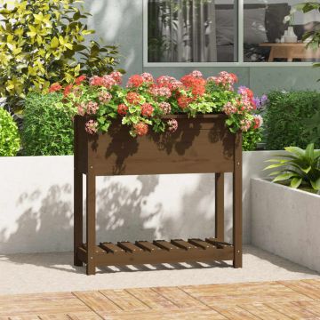 Fioriera con Mensola Ambra 82,5x34,5x81 cm Legno Massello Pino