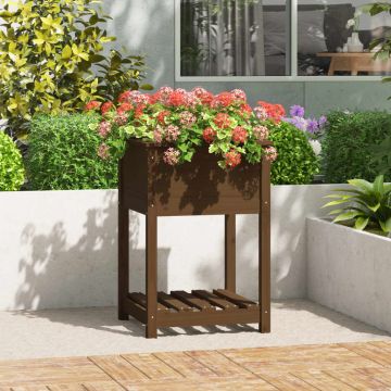 Fioriera con Mensola Ambra 54x54x81cm in Legno Massello di Pino