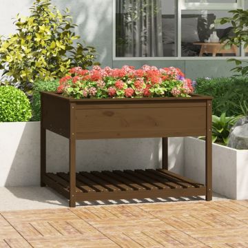 Fioriera con Mensola Ambra 111,5x111,5x81cm Legno Massello Pino