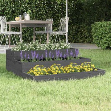 Fioriera Grigia 78x78x27 cm in Legno Massello di Pino