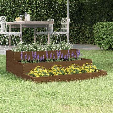 Fioriera Marrone Ambra 78x78x27 cm in Legno Massello di Pino