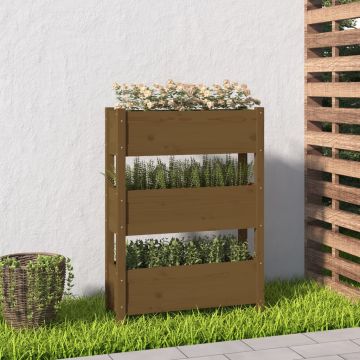 Fioriera Marrone Ambra 77x25x104,5 cm in Legno Massello di Pino