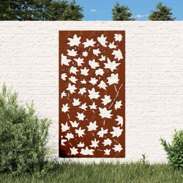 Decorazione Muro Giardino 105x55 cm Foglia Acero Acciaio Corten