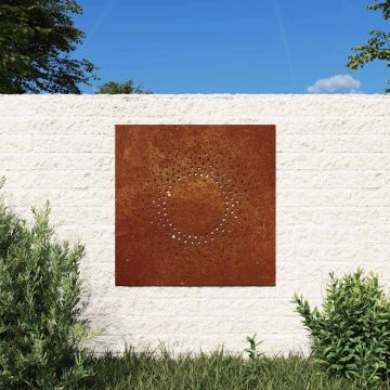 Decorazione Muro da Giardino 55x55 cm Sole in Acciaio Corten