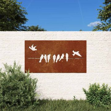 Decorazione Muro da Giardino 105x55 cm Uccello Acciaio Corten