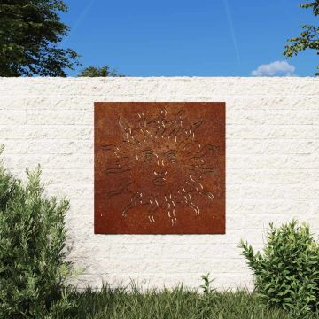 Decorazione Muro da Giardino 55x55 cm Sole in Acciaio Corten