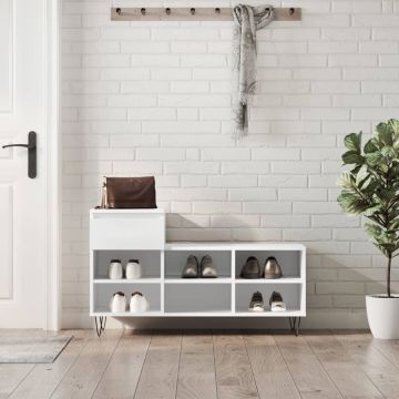 Scarpiera Bianca 102x36x60 cm in Legno Multistrato