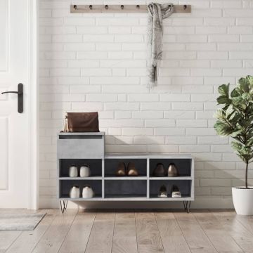 Scarpiera Grigio Cemento 102x36x60 cm in Legno Multistrato