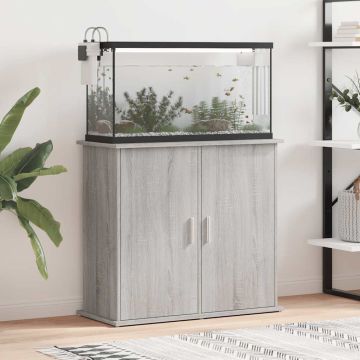 Supporto Acquario 81x36x73cm in Legno Multistrato Grigio Sonoma
