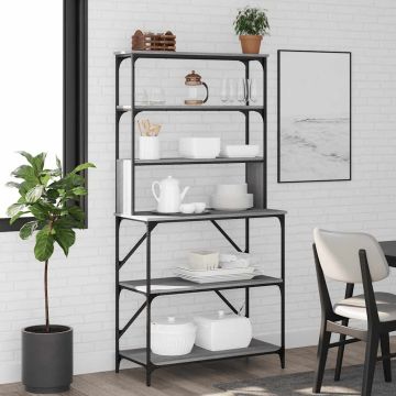 Scaffale Cucina 6 Ripiani Grigio Sonoma 90x40x180cm Multistrato